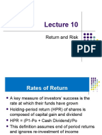 Lecture 10 Retrunand Risk
