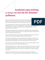 Murakami says writing helps disaster sufferers
