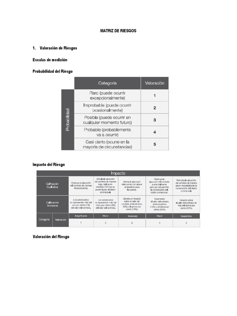 Matriz de Riesgos y Garantías | Descargar gratis PDF | Riesgo ...
