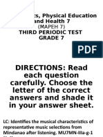 Music, Arts, Physical Education and Health 7 Third Periodic Test Grade 7
