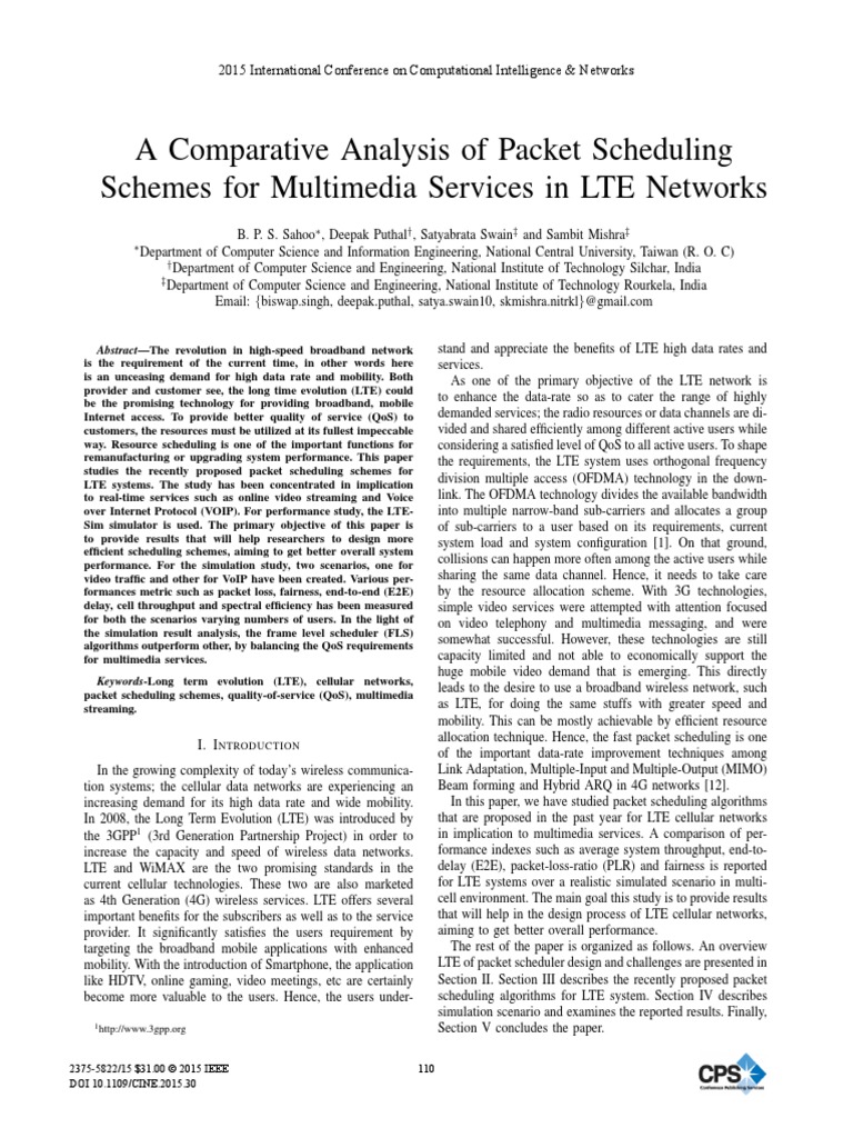 A Comparative Analysis of Packet Scheduling Schemes For Multimedia ...