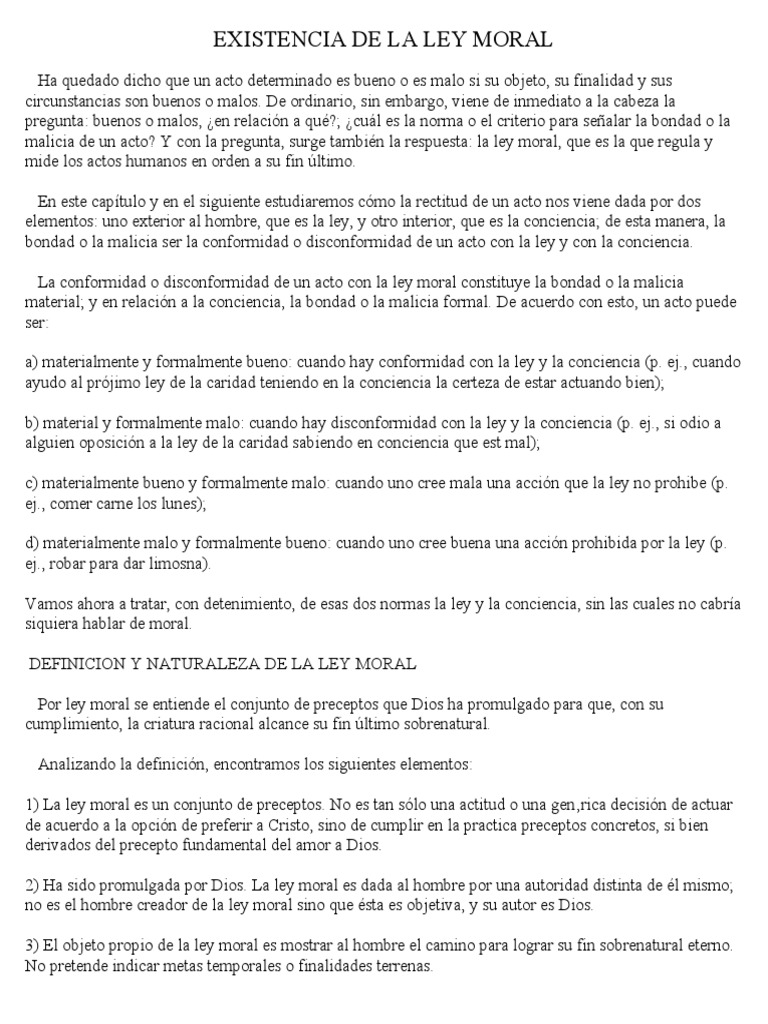 Naturaleza y Propiedades de la Ley Moral | PDF | La Ley natural | Moralidad