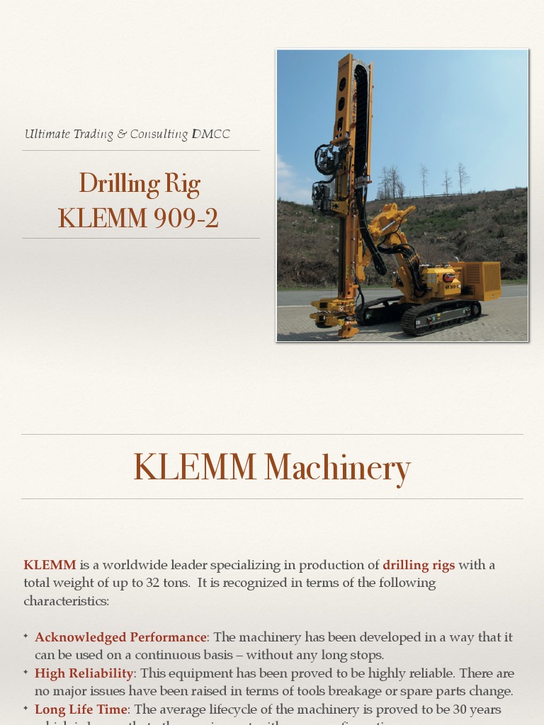 Drilling Rig KLEMM 909-2: Ultimate Trading & Consulting DMCC | PDF ...