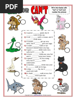 Can - Cant Worksheet  PDF