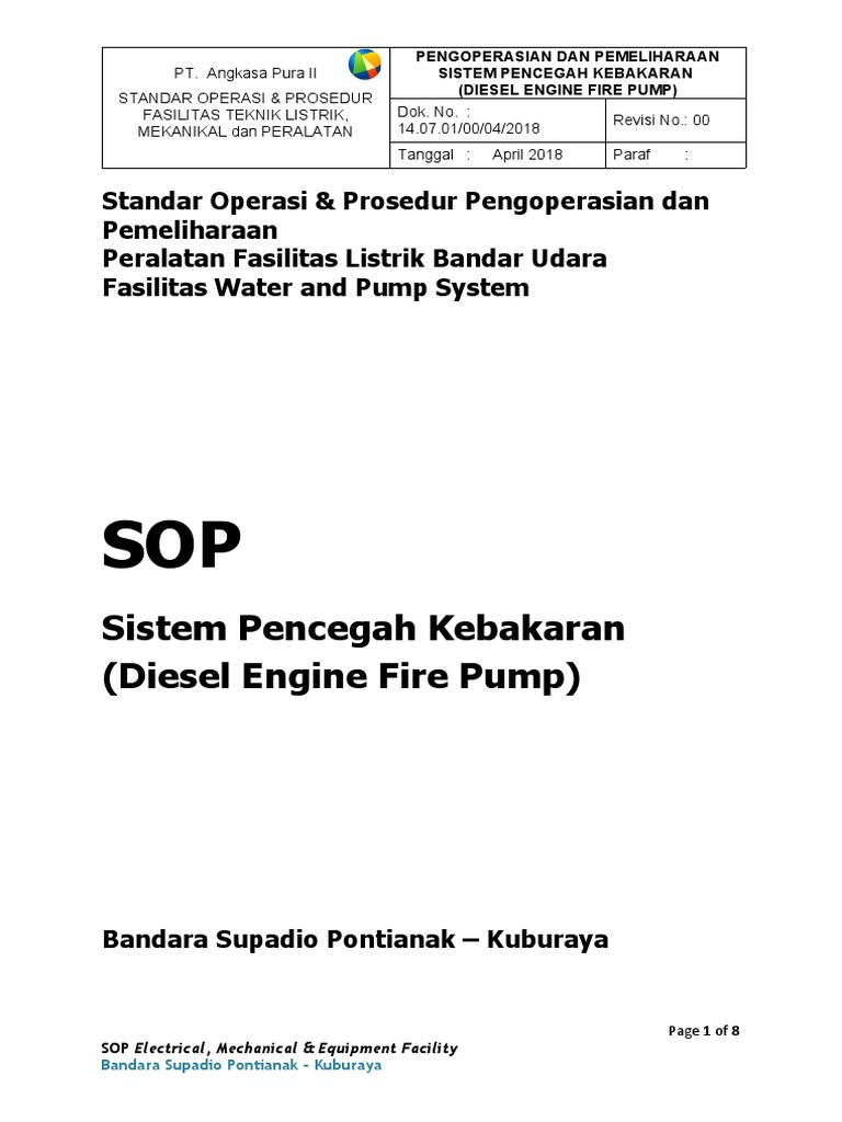 SOP Pengoperasian Diesel Fire Pump | PDF | Sains & Matematika ...