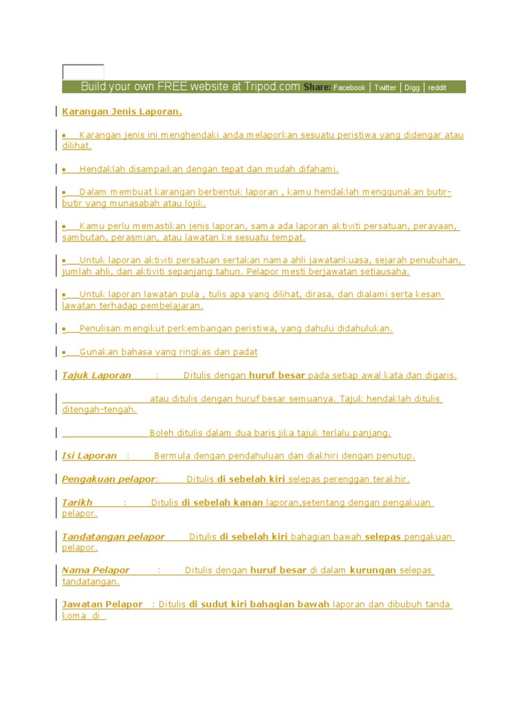 Contoh Karangan Laporan