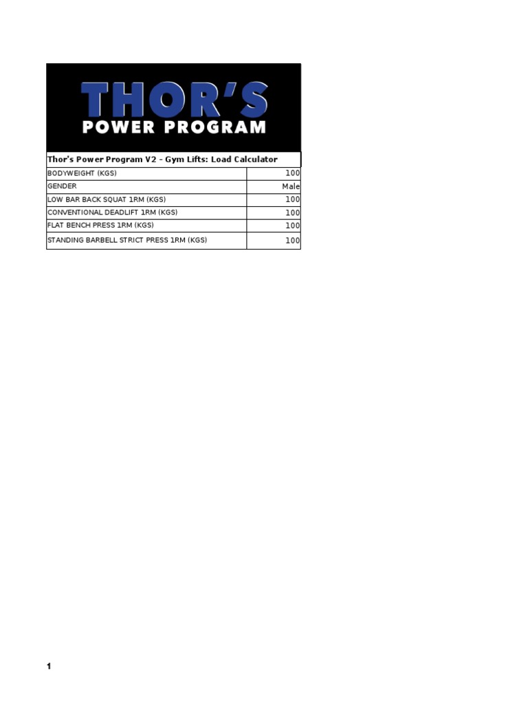 [Thor's Powerful Program A Customized Strength Training Routine and Load Calculator] PDF