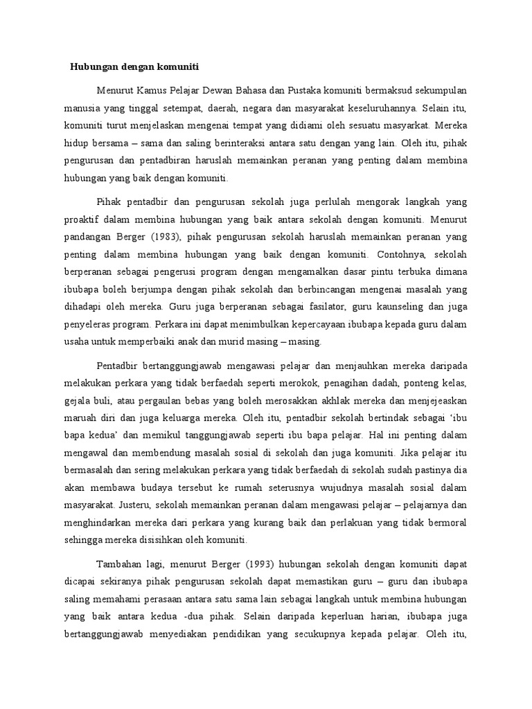 Hubungan Dengan Komuniti Pdf