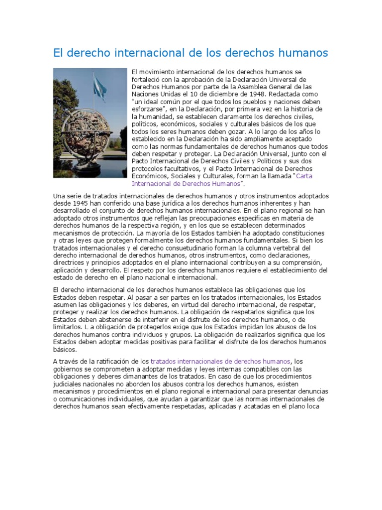 El Derecho Internacional de Los Derechos Humanos | PDF | Derechos ...