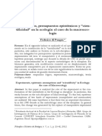 Experimentos, Presupuestos Epistémicos y Cientificidad en La Ecología El Caso de La Macroecología PDF