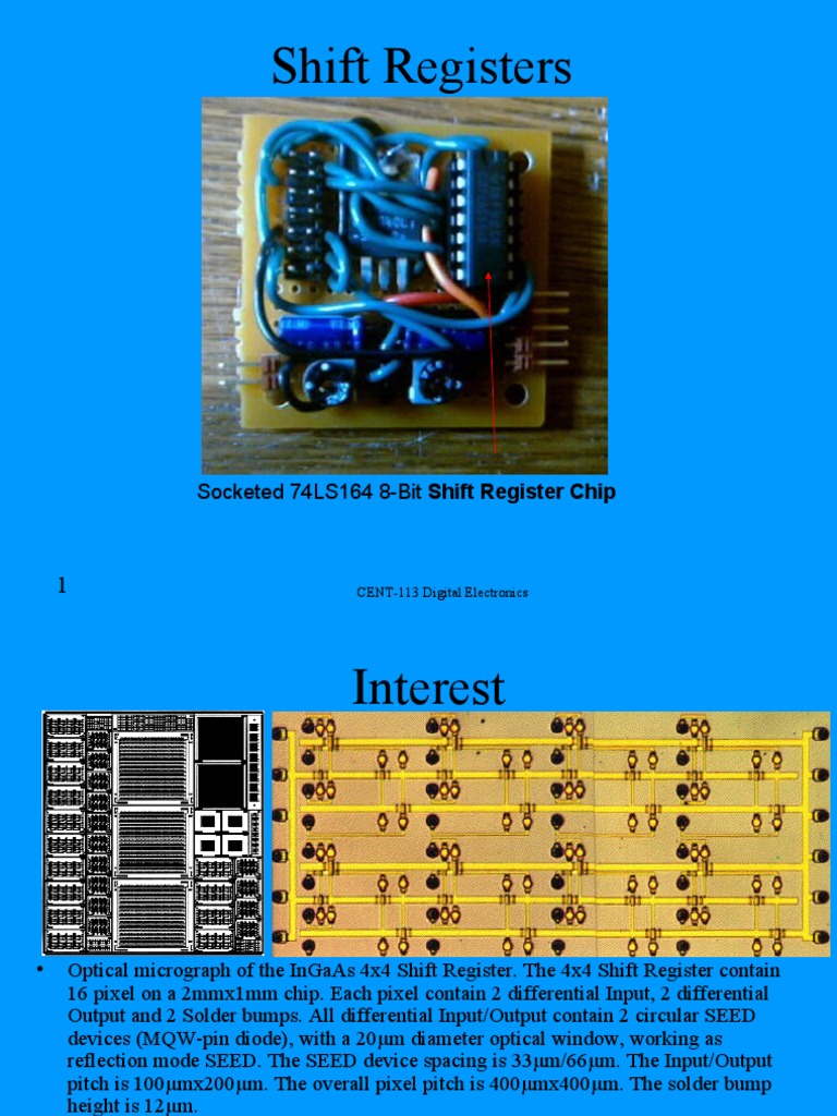 Shift Registers Socketed 74LS164 8Bit Shift Register Chip PDF