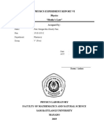 Physics Experiment Report Vi Physics "Hooke's Law": Assigned by