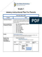 Grade 1 Weekly Instructional Plan For Parents: Date: May 4-May 8, 2020 Content Notes Overview & Purpose