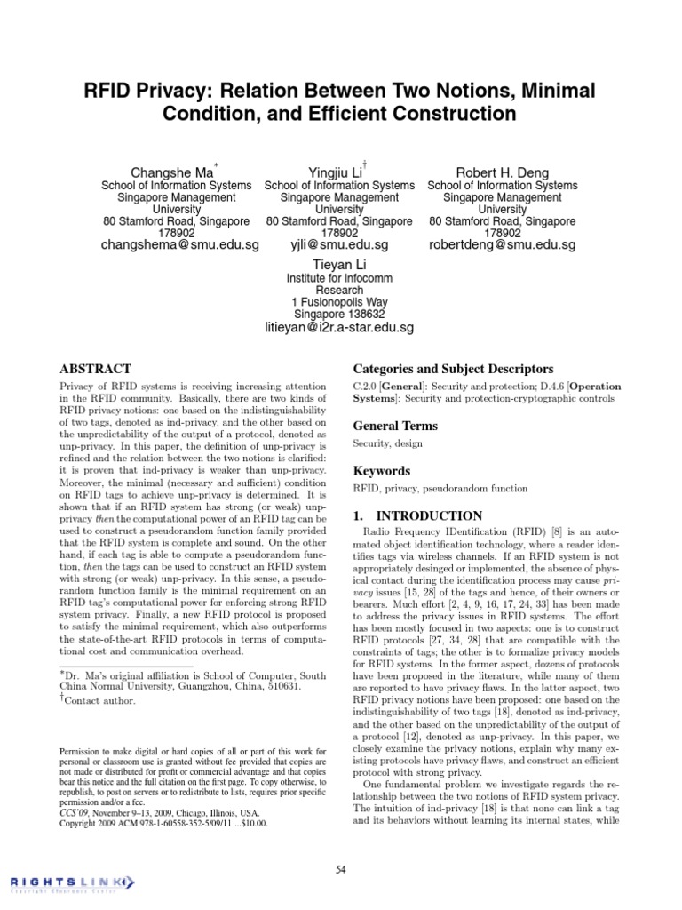 Privacidad RFID PDF | PDF | Radio Frequency Identification | Time ...
