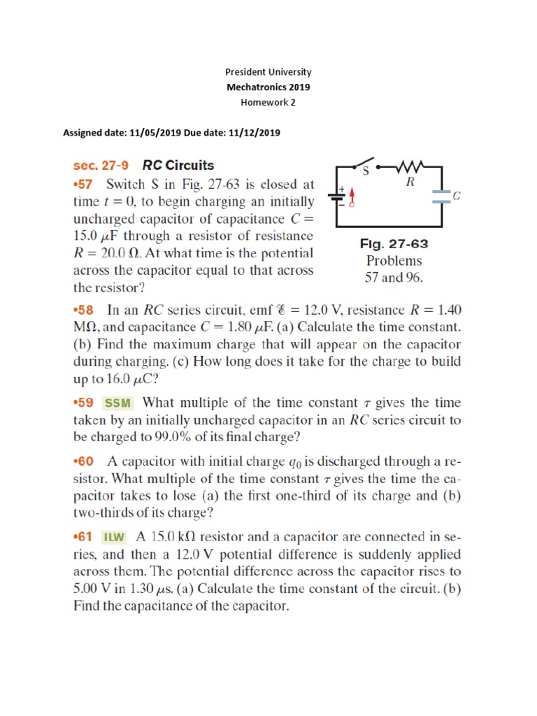 Mechatronics Homework 2 - President University | PDF