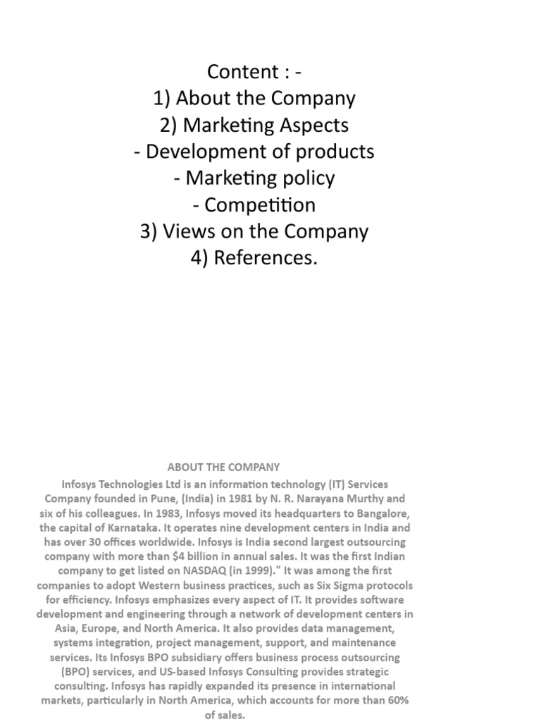 Infosys Technologies: Company Overview & Strategy | PDF | Outsourcing ...