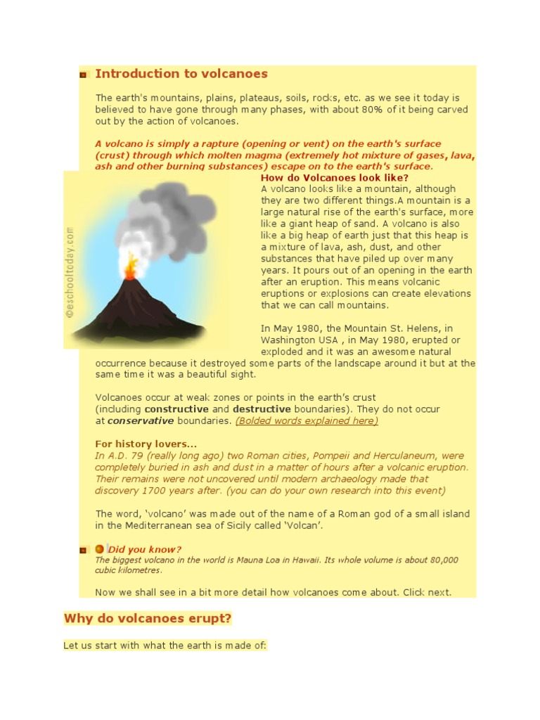 Introduction to Volcanoes and Eruptions | PDF | Volcano | Lava