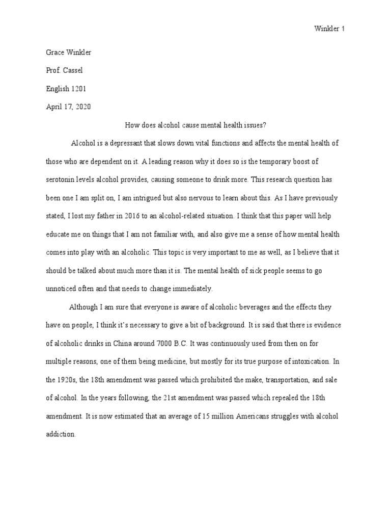 How Does Alcohol Cause Mental Health Issues PDF Alcoholism Mood