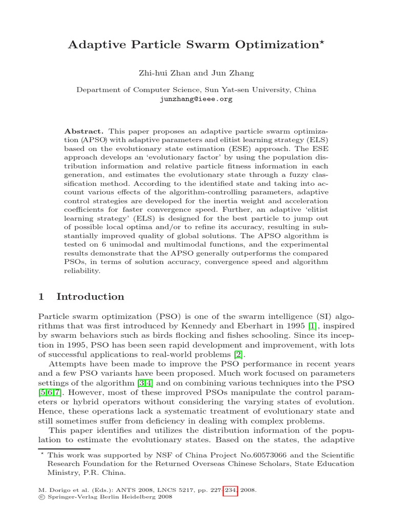 Abstract. This Paper Proposes An Adaptive Particle Swarm Optimiza | PDF ...