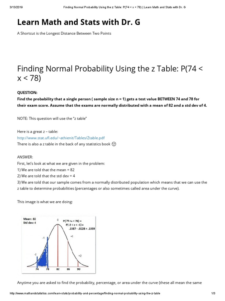 Probability Between Scores 74 and 78 | PDF | Standard Deviation | Mean