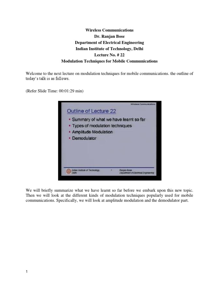 Lec 21 | PDF | Frequency Modulation | Detector (Radio)