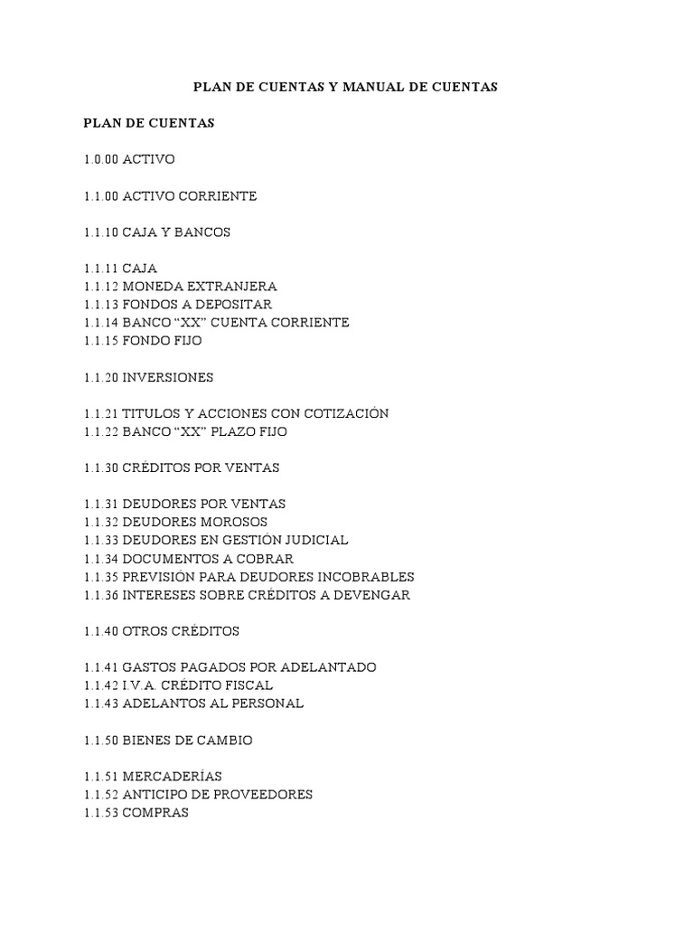 Plan de Cuentas y Manual de Cuentas | PDF | Valor neto | Compartir ...