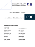 Research Paper of Karl Marx About Conflict Theory: Project in Basic Economics W/ Tar (Socsc 3)