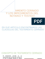 El Testamento Cerrado y Los Impedimentos Del Notario