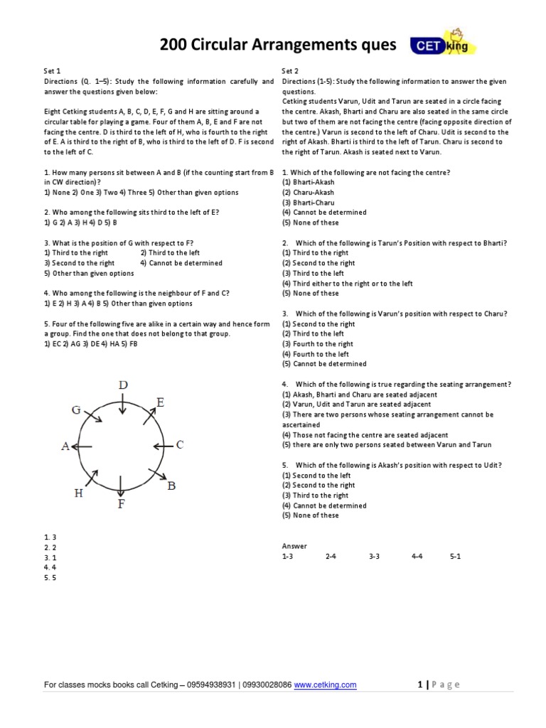 Cetking 200 Must Do Circular Arrangement Not Facing Centre Questions ...