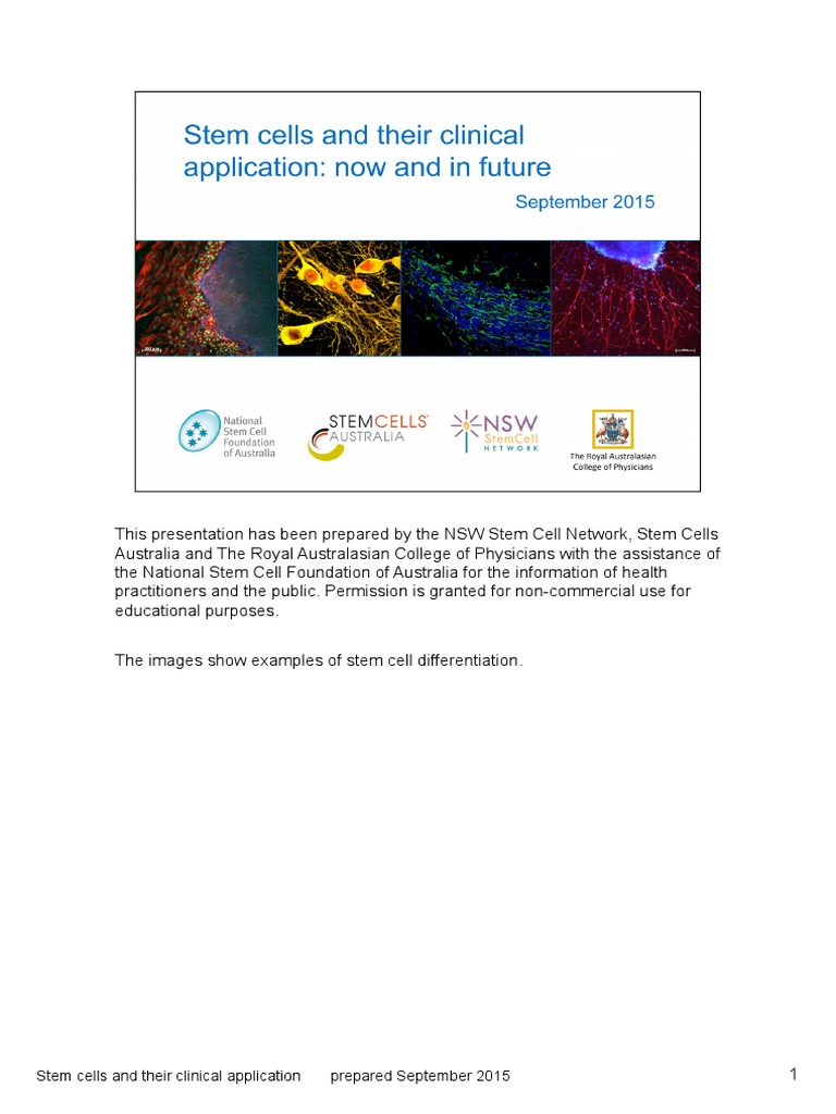 Stem Cells: Clinical Applications Overview | PDF | Embryonic Stem Cell ...