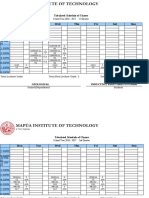 Tabulated Schedule of Classes: Mon Tue Wed Thu Fri Sat Sun