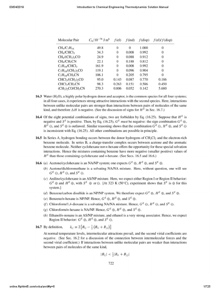 Chemical Engineering Thermodynamics Solution Manual PDF | PDF ...