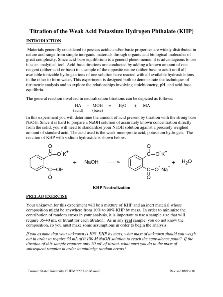 khp | Titration | Acid