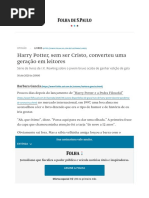 Harry Potter, sem ser Cristo, converteu uma geração em leitores - FolhaSP