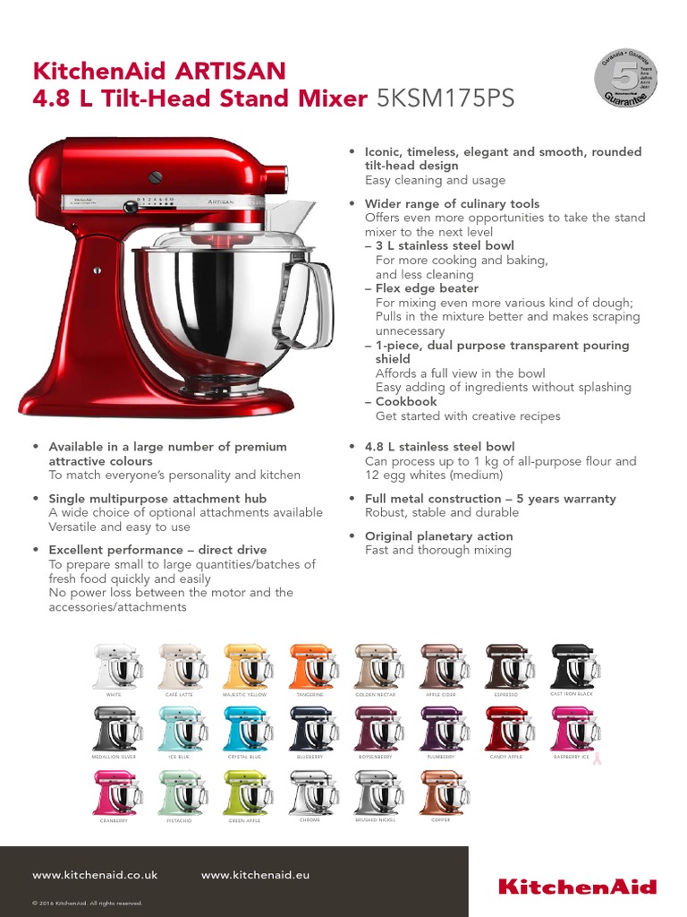 KitchenAid Artisan 5KSM175PSEAP 5 Qt. Stand Mixer (APPLE CIDER