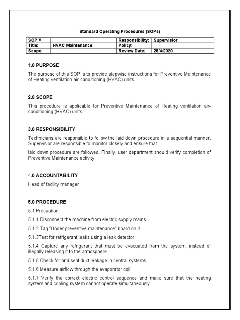 HVAC Training Procedure PDF