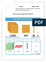 Learning Outcomes: Learners Will Learn To Model Numbers To Hundreds and Beyond Using The Base 10 Place Value System