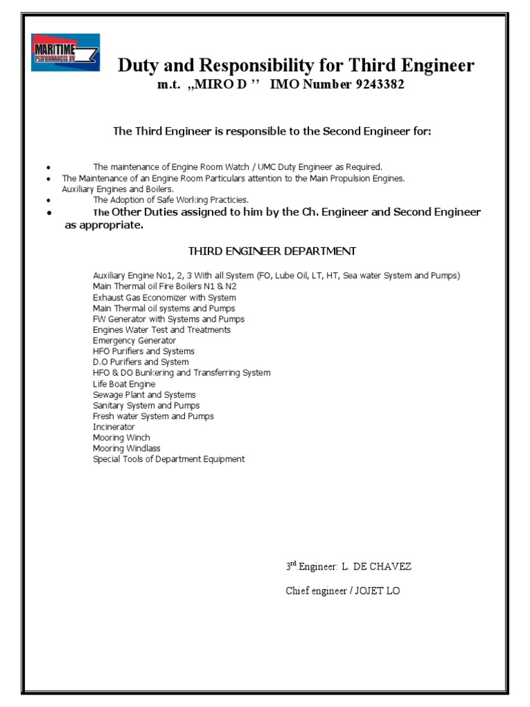 The Third Engineer DUTY | PDF