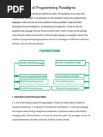 Introduction of Programming Paradigms: Paradigm Can Also Be Termed As Method To Solve Some Problem or Do Some Task