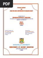 Project Report ON Analysis and Comparison of Balance Sheet: Directorate of Distant Education