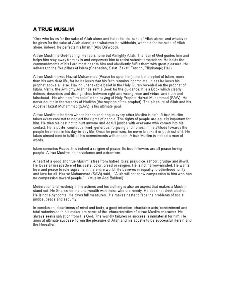 The Characteristics Of A True Muslim Qualities Of Faith Conduct And