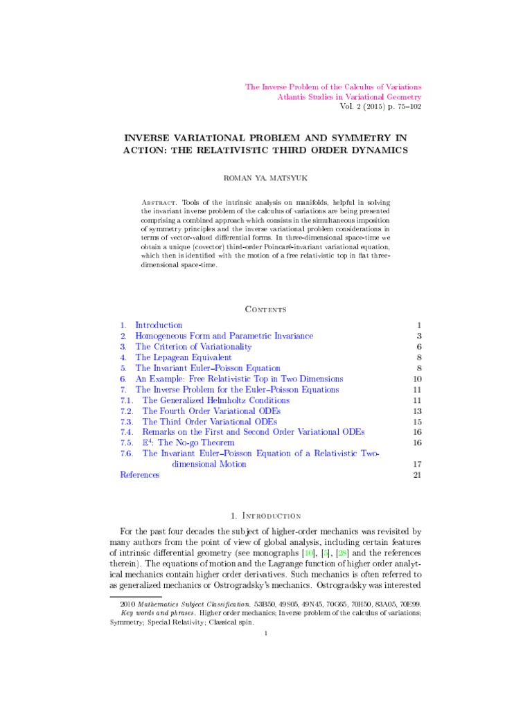 Advanced Variational Mechanics | PDF | Lagrangian Mechanics | Calculus ...