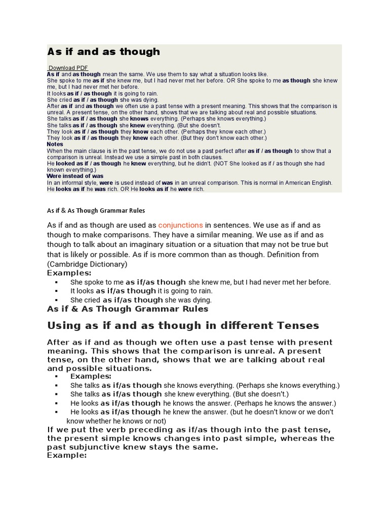 As If and As Though | PDF | Grammatical Tense | Linguistic Typology