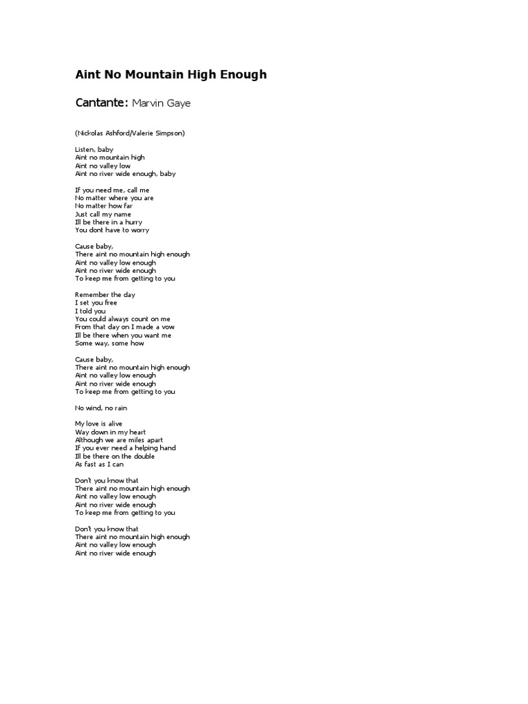 Cantante:: Aint No Mountain High Enough | PDF