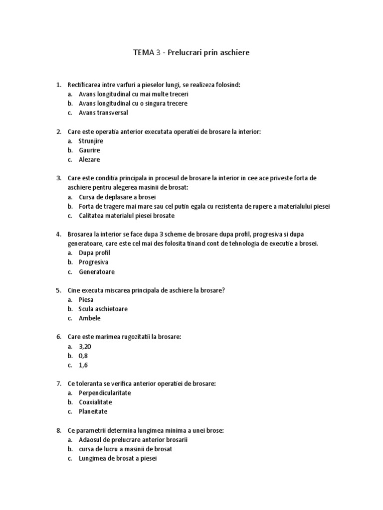 TEMA 3 Test Grila | PDF