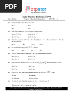 Daily Practice Problems (DPP) : Sub: Maths Chapter: Quadratic Equation DPP No.: 1