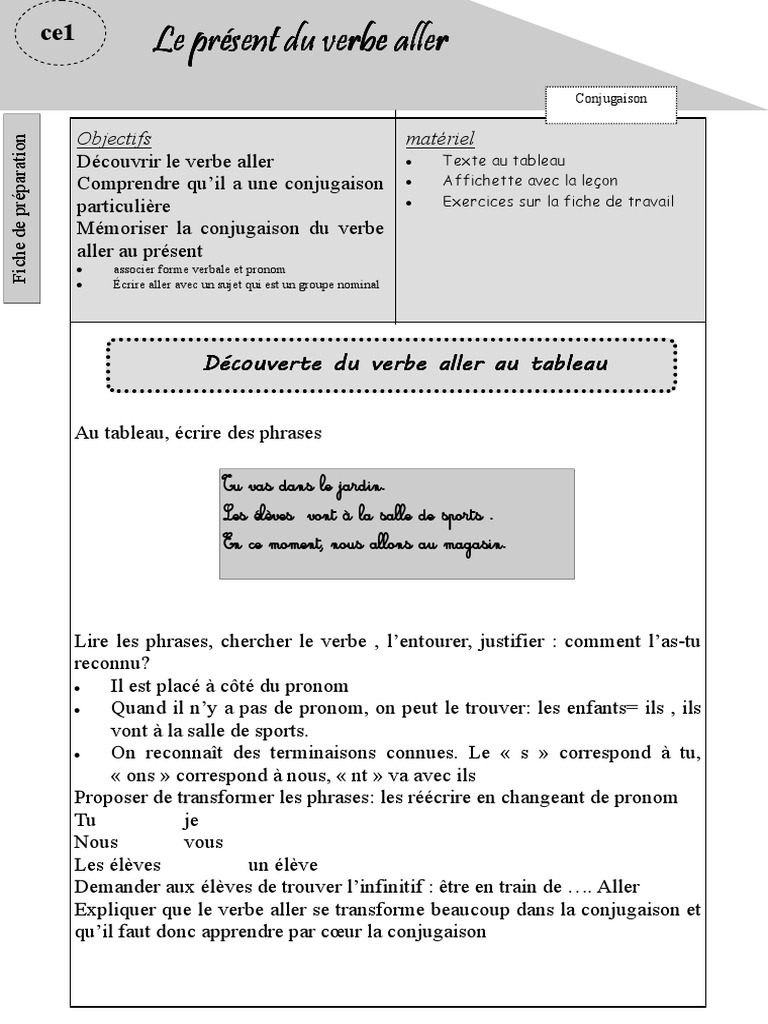 Verbe Aller Passé Composé Le Verbe Aller PDF | PDF | Conjugaison | Verbe