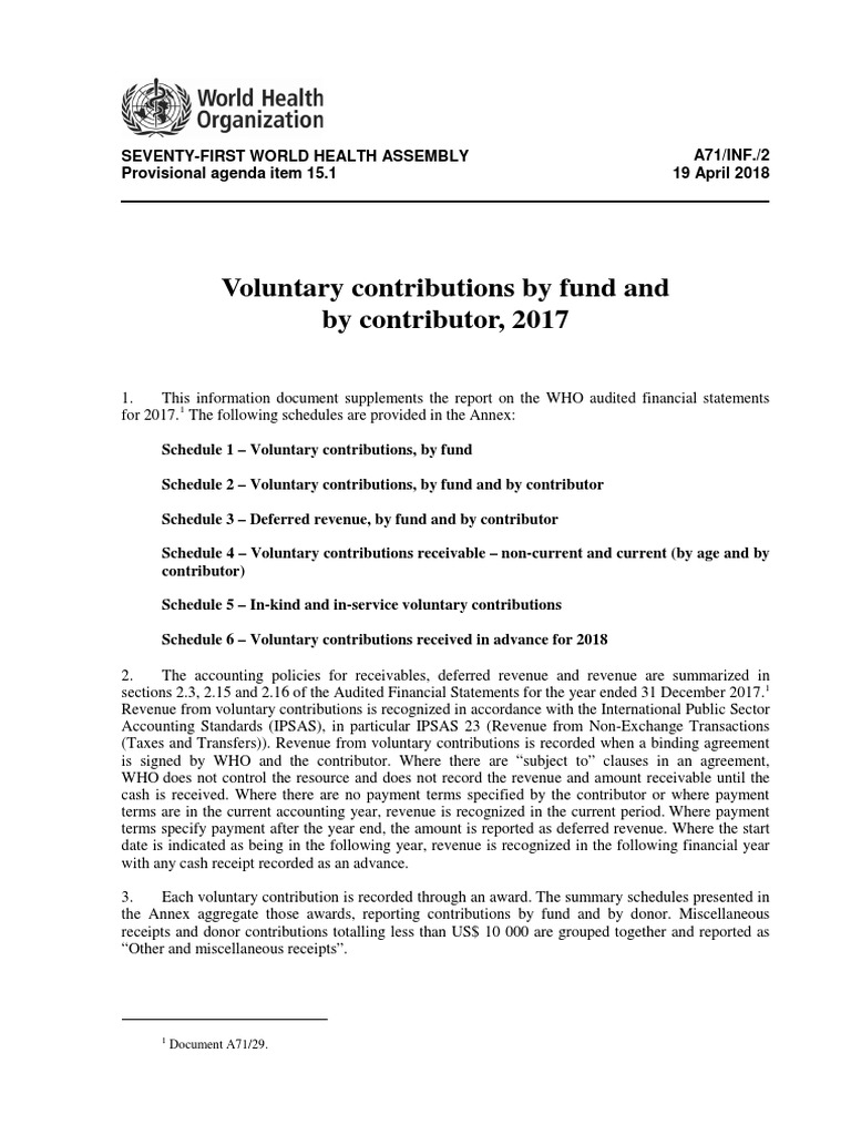 WHO Voluntary Contributions 2017 | PDF | World Health Organization ...