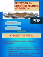 Presentation On Busniess Meeting Minutes and Agenda: Presented by