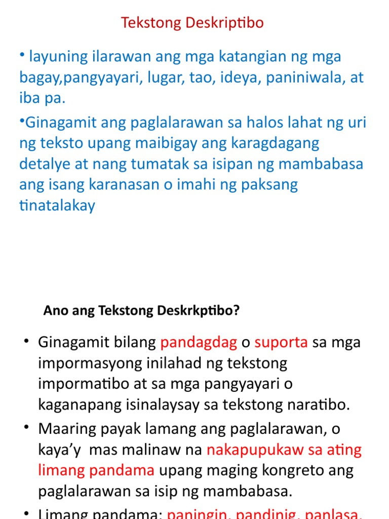 Tekstong Deskriptibo Pdf